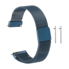 16mm Stainless Steel Mesh Watch Band with Magnetic Buckle, Blue