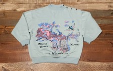Vintage Womens Nature Print Sweatshirt Medium Large Boho Granny Mom Cottagecore