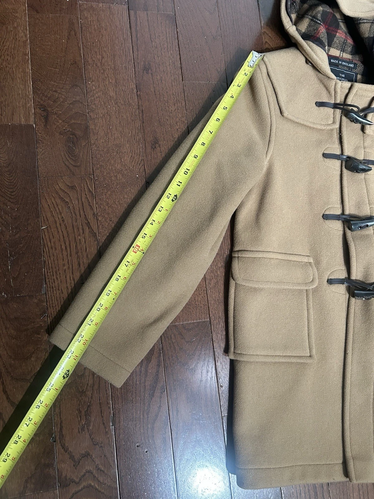 Gloverall Original Collection Camel Duffle Coat Wool Toggle Made England - product detail image 13