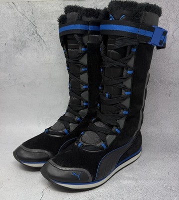 Puma Womens Kami Tall Snow Winter Boots 349908 Black Blue Suede Sz 7 M