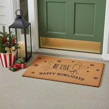 17" X 29" Brown and Black Christmas Dog Outdoor Coir Door Mat