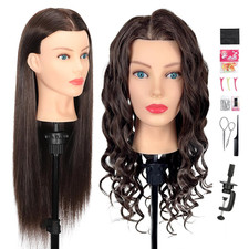 Mannequin Head Human Hair- Cosmetology Manikin Doll Head with 80 Real Hair for