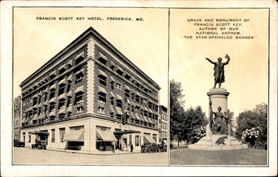 1935 Francis Scott Key Hotel & Monument Frederick MD Postcard Maryland Kropp