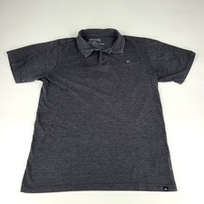 Hurley Men's Premium Fit Large Charcoal Polo Short Sleeve Shirt Front Logo