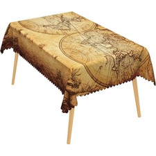 Retro World Map Tablecloth 54x108 Vintage Glo...