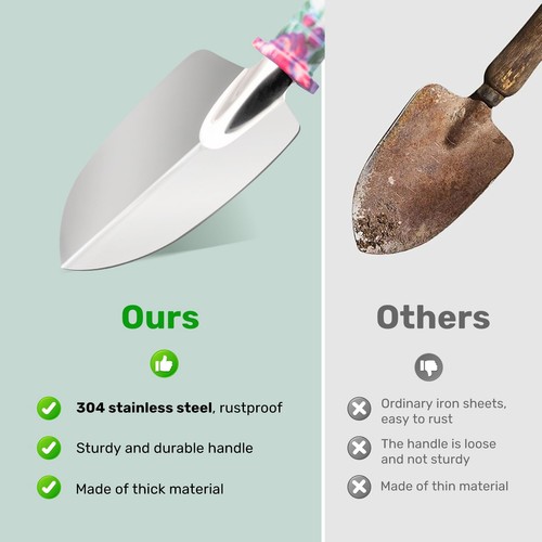 Garden Tool Set, 17-Piece Garden Tools with Floral Print, 304 Stainless Steel... - Picture 7 of 7