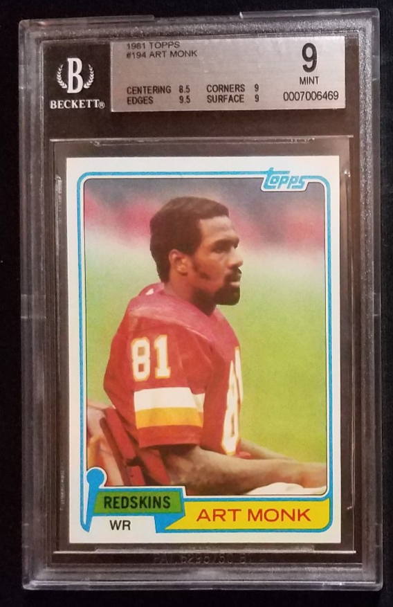 1981 Topps #194 Art Monk Rookie RC Washington Redskins (HOF) BGS 9