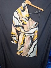 Date Night See U Soon 1 Shoulder Dress Xlarge Grey Pink Black Gold