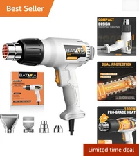 Professional 1800W Heat Gun Kit - Dual Modes, Nozzles & Safety Fuses Included