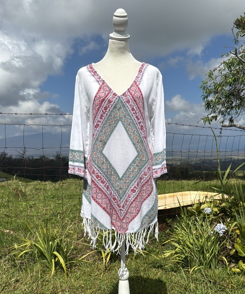 Roberta Roller Rabbit Boho BeachFringed Tunic top… - image 1