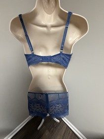 Victoria&rsquo;s Secret Blue Very Sexy Push Up Bra And Panty short Set 32DD Large New
