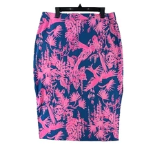 Lilly Pulitzer Skirt Pull-on Kemi Indigo Night Caw Floral Midi Womens Size XL