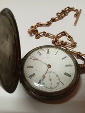 Antique Omega 0800 Pocket Watch on vintage chain. Does not run.
