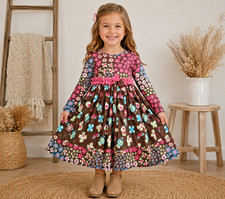 Corkys Kids Vintage Dress Girls Sz 5 Retro Hippie Artsy Ruffle Floral