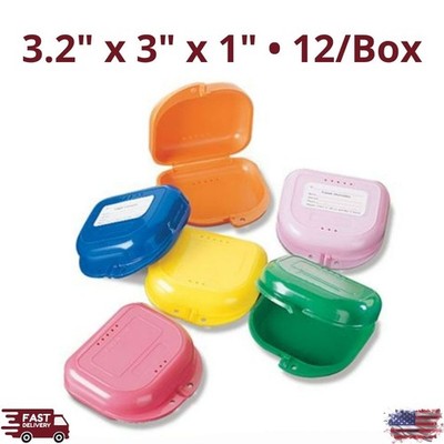 Dental Retainer Box 12/Box 1'' Deep Orthodontic Storage Appliance Case 3.1x3x1''