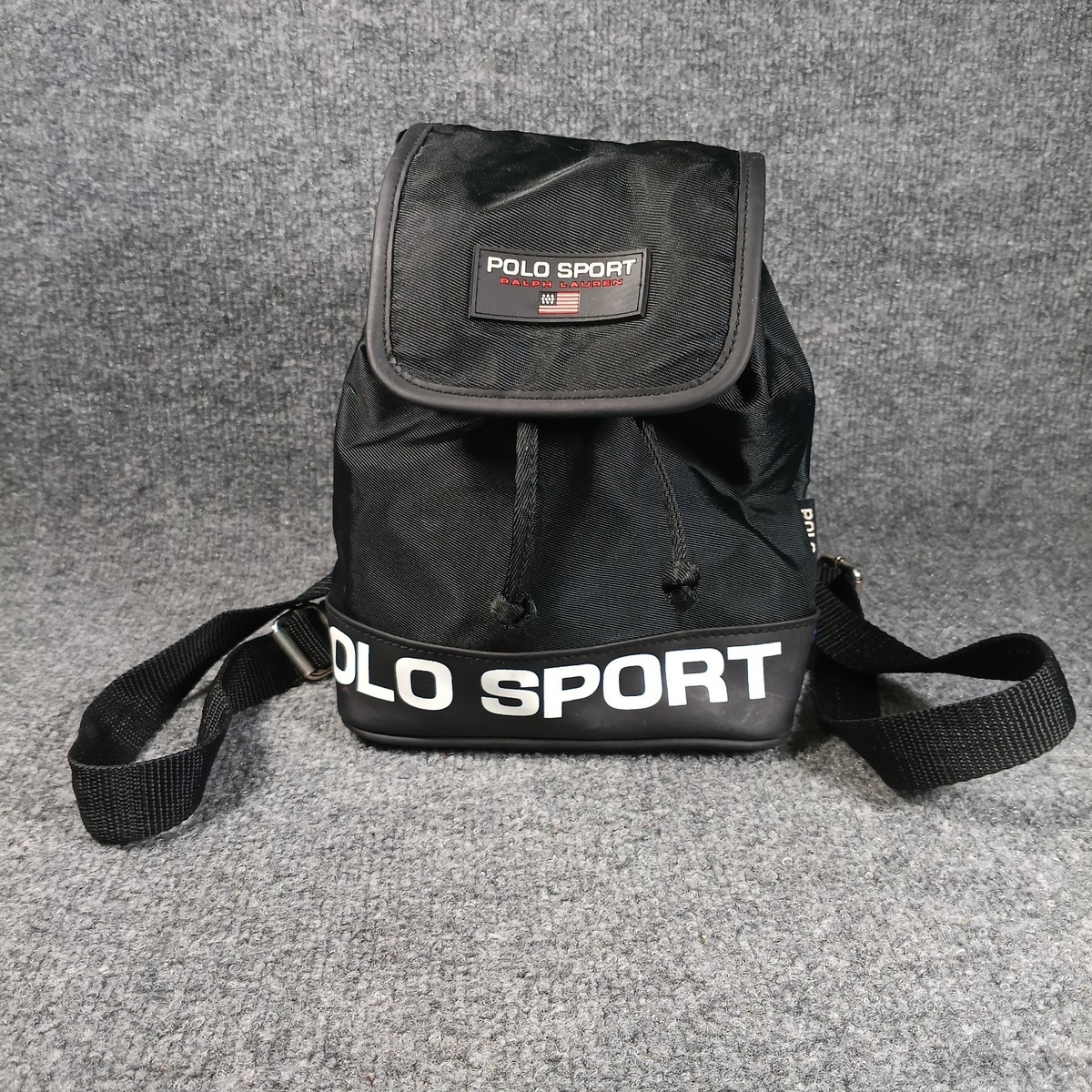 Polo Sport Ralph Lauren Mini Backpack Black Logo Bag 90s Polo Sport Ralph Lauren Mini Backpack Black Logo Bag 90s