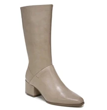 Franco Sarto Mid-Calf Boots Women's 7.5 M Taupe Soft Leather Heeled Zip Jaxine