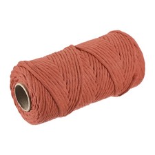 Cotton Rope Twisted Single Strand Cord, Brown Red 100M/109 Yard 4mm Dia