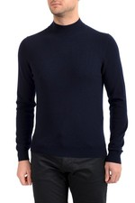 Malo Optimum Men's Dark Blue Wool Cashmere Mockneck Pullover Sweater