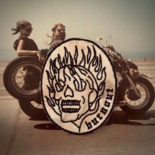 Parche de motociclista calavera de fuego vintage MC club outlaw años 70 60 harley 1 %er