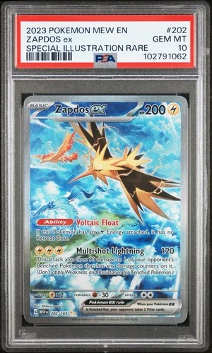Pokémon Zapdos EX TCG Scarlet & Violet 151 Sir Holo Card 202/165 PSA 10 Gem Mint