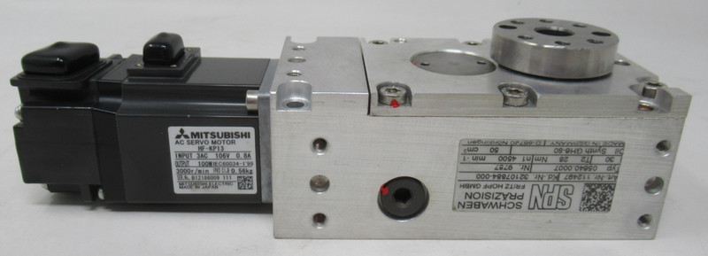 MITSUBISHI ELEC AC SERVO MOTOR HF-KP13 + SPN SCHWABEN 30:1 ROTARY GBOX 112497 #2