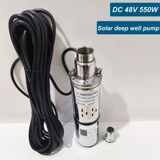 DC 48V 3'' Solar Deep Well Pump Water Pump 396GPH Stainless Steel Submersible