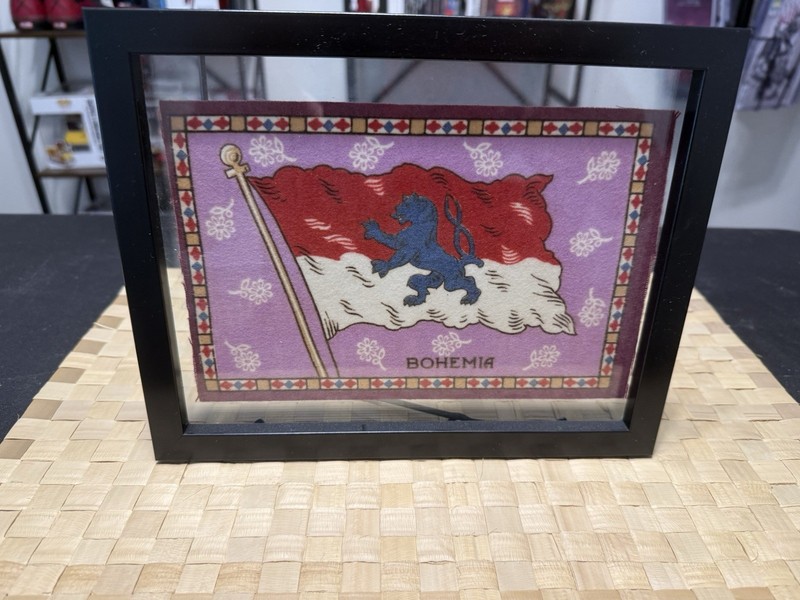 Framed Bohemia Felt Flag From Cigar/cigarette Box From 1914