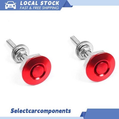 2x Red Aluminum Bumper Quick Release Fasteners For Car Trunk Fender Hatch Lid
