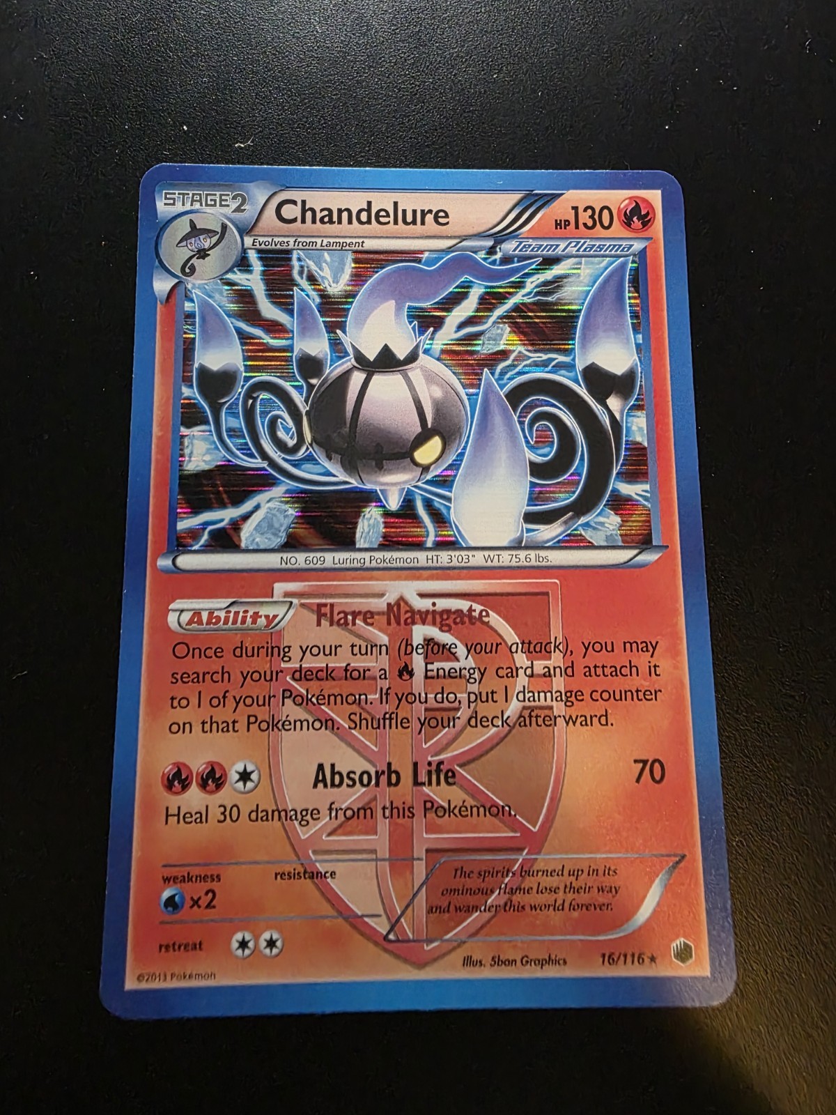 Chandelure 16/116 Plasma Freeze Holo Rare Pokemon Card - LP