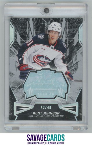 2022-23 SPx Finite Rookies Silver Spectrum Kent Johnson /49 #F-22 Columbus Blue