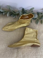 Vintage Bertlyn New York Slip On Ankle Boot 881 Medium Large 7 7.5 Gold With Bag