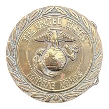 Vintage The United States Marine Corps Solid Brass Belt Buckle Baron 2.5  