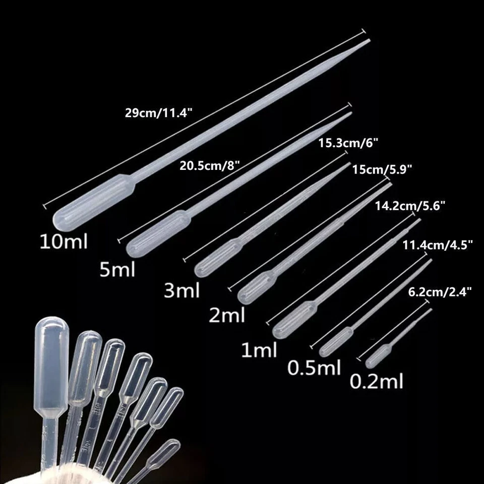 100/200Pcs Plastic Transparent Transfer Pipettes Disposable Eye Dropper 0.2-10ml - Image 3 of 4