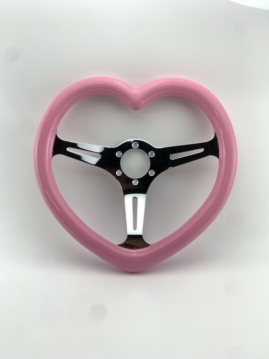 Pink 350mm Custom Wood Hella Heart Shape Steering Wheel - Concave