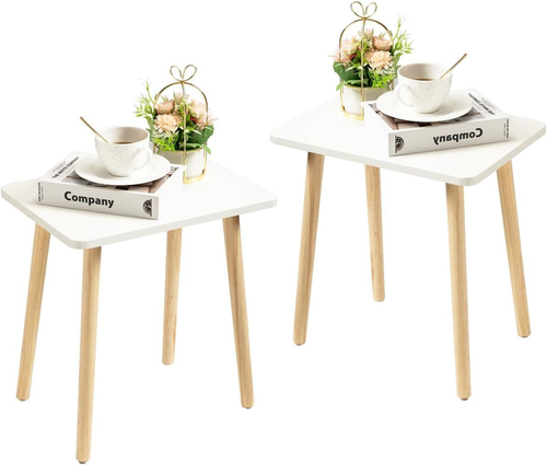 FORAOFUR White End Tables Set of 2, Small Side Accent Living ...