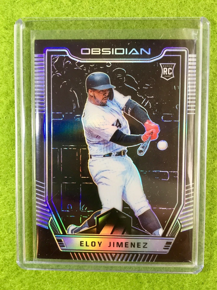 Tarjeta de novato Eloy Jiménez 2019 Prizm RC JERSEY #74 White Sox 2019 Panini Obsidian