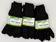 Lot Of 3,Expert Gardener 3-Pack Jersey Gloves Knit Wrist Size Large Solid Brown