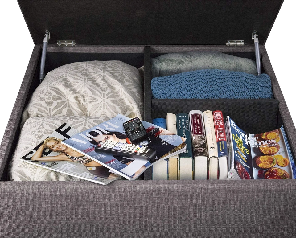 MJL Furniture Designs Manhattan Extra Large Ottoman with Storage, 3 Compartments - Image 4 of 4