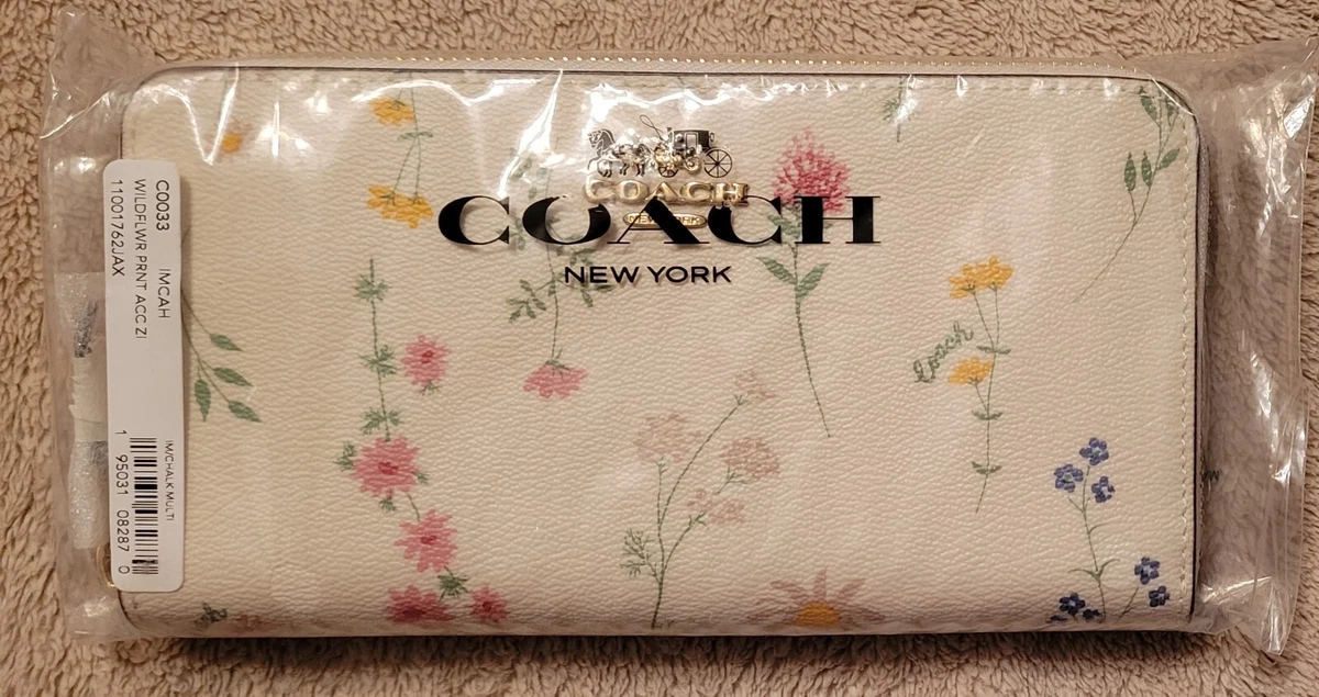 Zip card case with spaced wildflower print Clearance