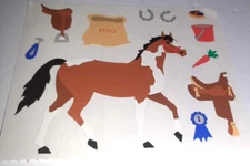 Vtg HORSE Mrs Grossman Activity Sticker Sheet 1 Mod Equestrian Tack