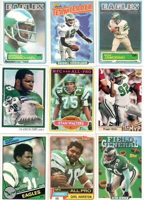 Philadelphia Eagles 70-Card Vintage Lot, Carmichael, Cunningham, White, more