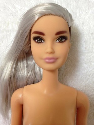 Nude Fashionista Barbie Platinum Blonde Side Shaved Hair Brown