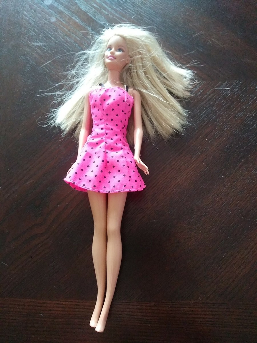 pink polka dot barbie dress Blonde Blue Eyed 1999 Barbie Pink Polka Dot Dress