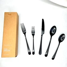 Pottery Barn Mason 5-Piece Flatware Set Stainless Steel Gunmetal Finish New