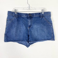 Vintage y2k Old Navy Blue Jeans Flap Pocket Denim Shorts Size 14