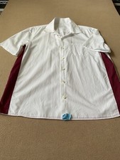 Prada Milano Men’s Shirt Men’s Sz. 41/16 White W/Maroon Trim Short Sleeve D-2-23