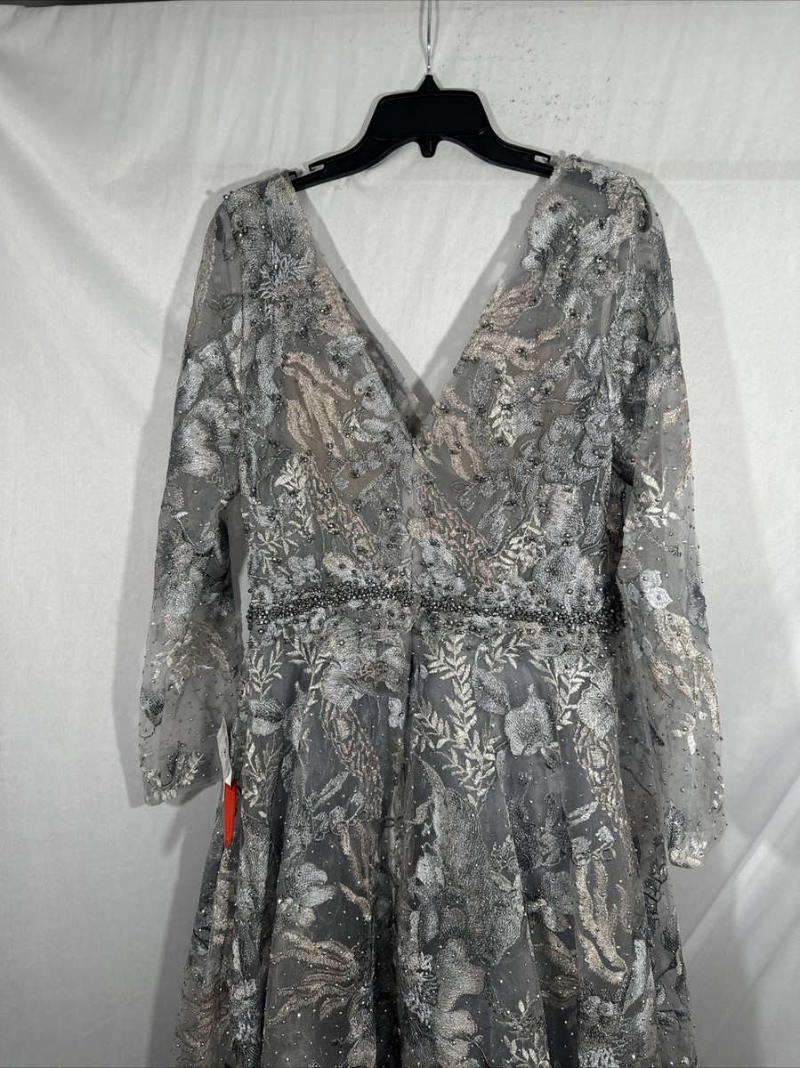 NWT $798 Mac Duggal [ 10 ] 20214 Long Sleeve Beaded Appliqué