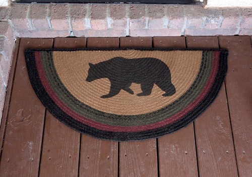 Braided Hearth or Doorway Rug Eco-Friendly Black Half Circle 33" L Wyatt - Picture 7 of 8