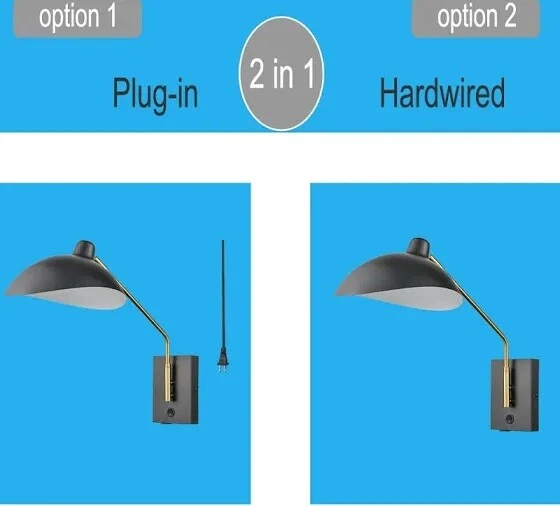 CLAXY Swing Arm Bedroom Wall Sconces, Set of 2 Lights!!! - Image 2 of 3